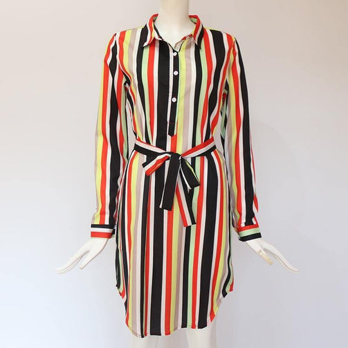 Aachoae Long Sleeve Shirt Dress 2020 Summer Boho Beach Dresses Women Casual Striped Print A-line Mini Party Dress Vestidos Seewest