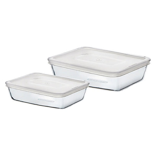 Set of lunch boxes Pyrex C&F (2 pcs) Transparent Borosilicate Glass 22 x 17 cm/25 x 20 cm Pyrex