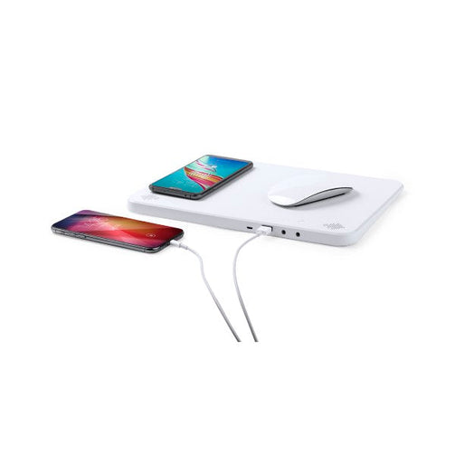 Mat with Qi Wireless Charger Bluetooth 4000 mAh 2W White 146126 BigBuy Tech