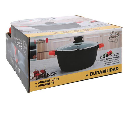 Casserole with glass lid Quid Intense Aluminium Quid