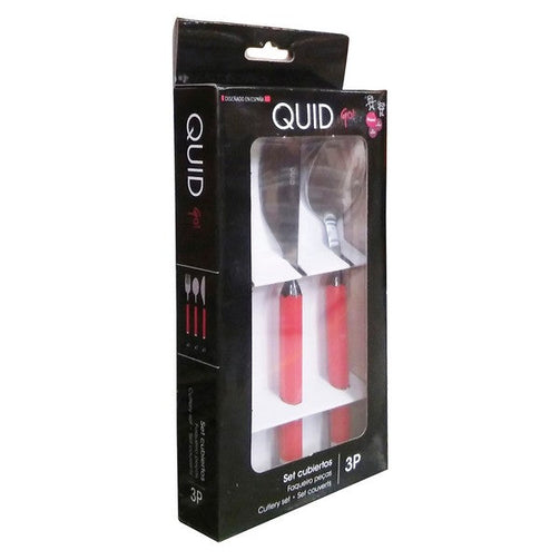 Cutlery set Quid Go Peques (3 pcs) Black Stainless steel Quid