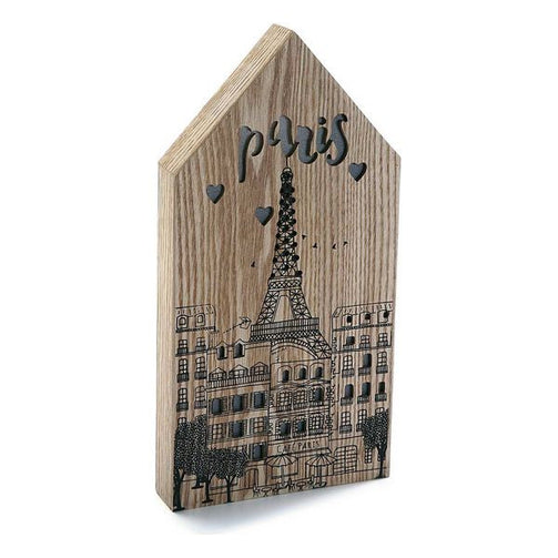 Decorative box Paris Wood (3,5 x 34 x 17 cm) BigBuy Home