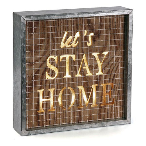 Decorative box Stay Home Wood (5,5 x 25 x 25 cm) BigBuy Home