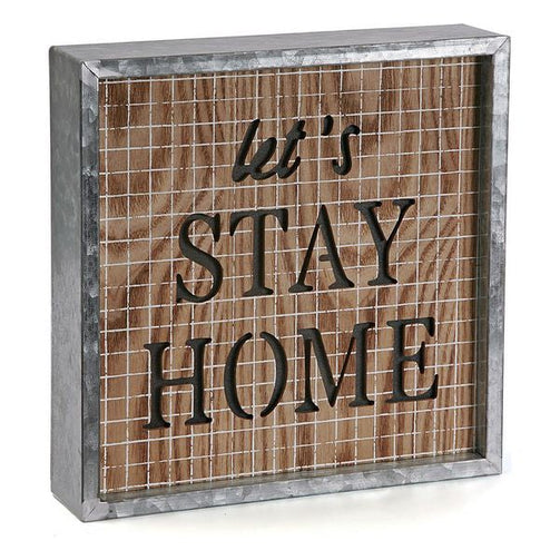 Decorative box Stay Home Wood (5,5 x 25 x 25 cm) BigBuy Home