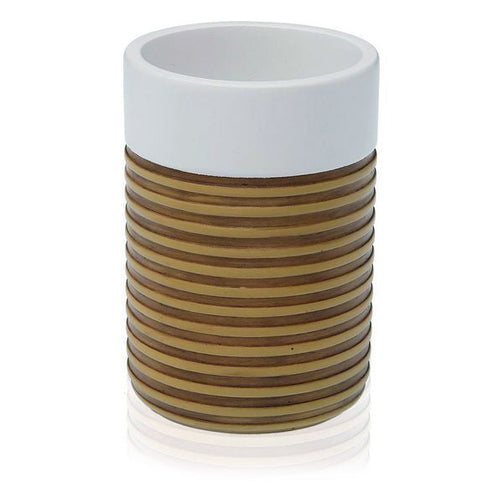 Toothbrush Holder Plastic White/Brown BigBuy Home