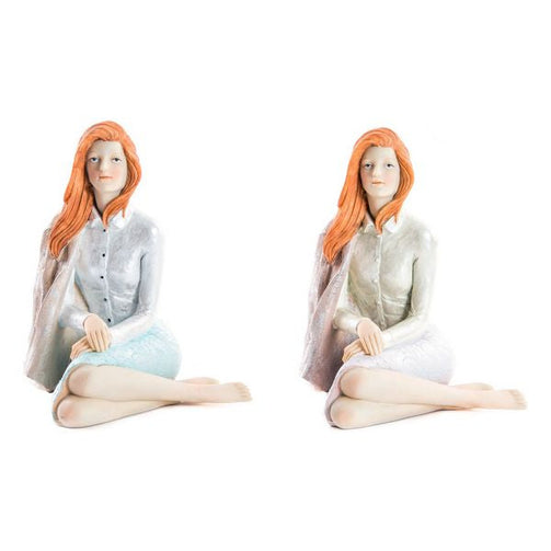 Decorative Figure Dekodonia Resin Lady (15 x 18 x 19 cm) (2 pcs) Dekodonia