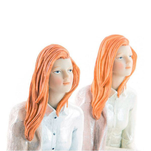 Decorative Figure Dekodonia Resin Lady (15 x 18 x 19 cm) (2 pcs) Dekodonia