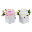 Decorative Flower Dekodonia Pink Plastic Cloth Ceramic Iron (2 pcs) (16 x 12 x 15 cm) Dekodonia