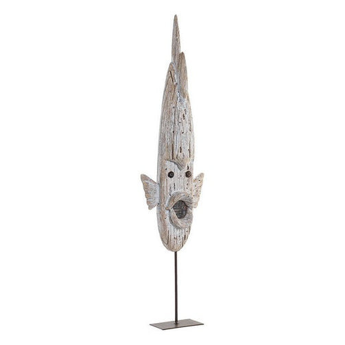 Decorative Figure Dekodonia Metal Paolownia wood Fish (15 x 7 x 64 cm) Dekodonia