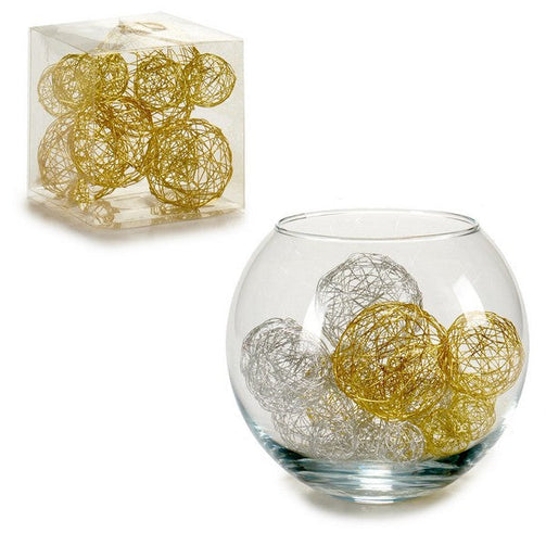 Decorative bauble Gold Silver Cable (9,5 x 9,5 x 9,5 cm) BigBuy Home