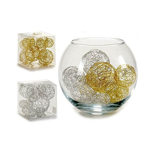 Decorative bauble Gold Silver Cable (9,5 x 9,5 x 9,5 cm) BigBuy Home
