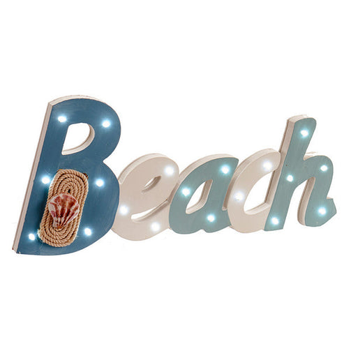 Wooden Sign Rope (3 x 37,5 x 17,5 cm) LED Lights Gift Decor