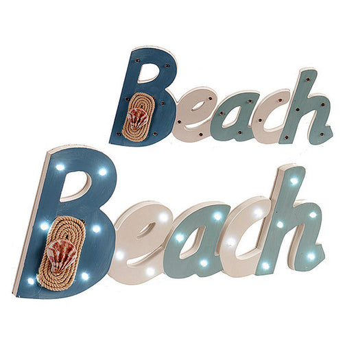 Wooden Sign Rope (3 x 37,5 x 17,5 cm) LED Lights Gift Decor