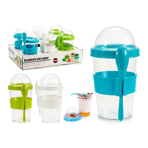 Glass with Lid 400 ml BigBuy Home