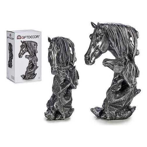 Horses Silver Resin Silver (10 x 33 x 20 cm) BigBuy Home