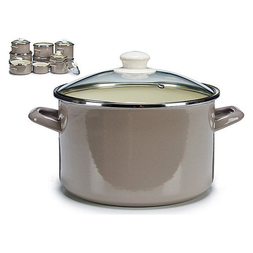 Pot with Glass Lid Grey (33,6 x 21,5 x 25,8 cm) BigBuy Home