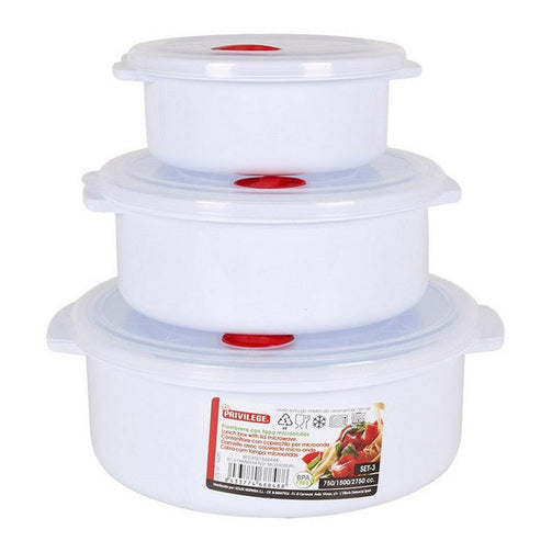 Set of Lunch Boxes with Lid for Microwaves Privilege Circular Privilege