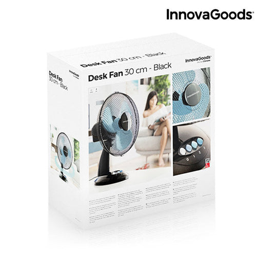 Table Fan InnovaGoods Ø 30 cm 35W Black Blue InnovaGoods