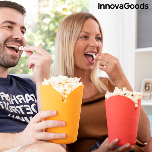 Collapsible Silicone Popcorn Poppers Popbox InnovaGoods (Pack of 2) InnovaGoods