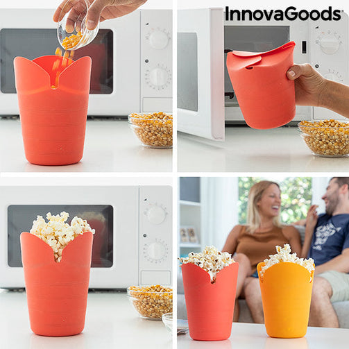 Collapsible Silicone Popcorn Poppers Popbox InnovaGoods (Pack of 2) InnovaGoods