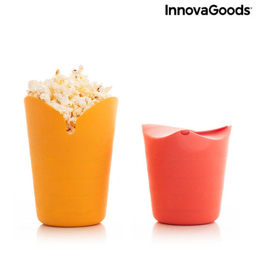 Collapsible Silicone Popcorn Poppers Popbox InnovaGoods (Pack of 2) InnovaGoods