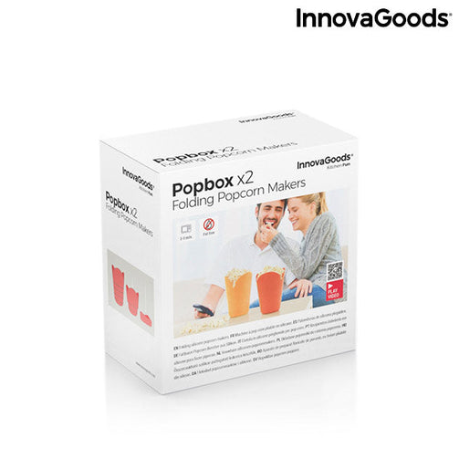 Collapsible Silicone Popcorn Poppers Popbox InnovaGoods (Pack of 2) InnovaGoods