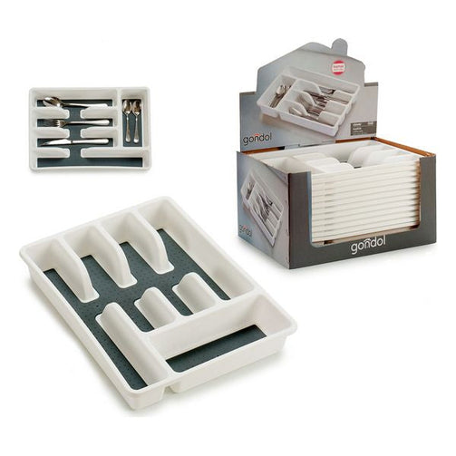Cutlery Organiser White Plastic (36 x 5 x 26,2 cm) BigBuy Home