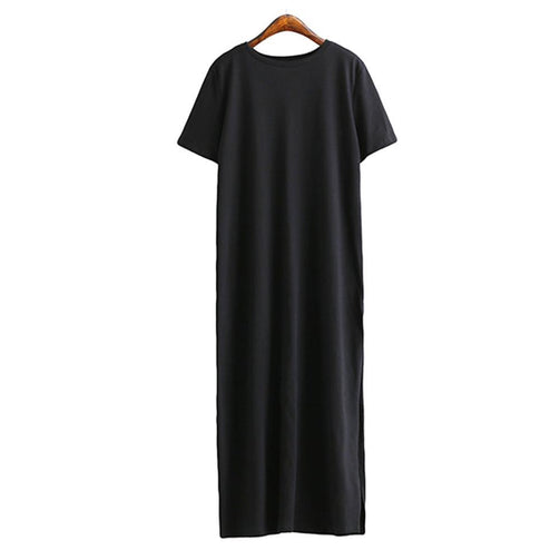 Maxi T Shirt Dress Women Summer Beach Sexy Party Vintage Bodycon Casual Korean Style Cotton Home Black Long Dresses Plus Size Seewest