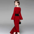 New irregular waist-tightening dress, red medium-length dress and dress for banquet dress in 2019 Seewest